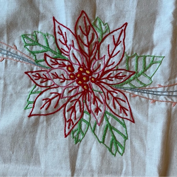 Embroidered Christmas Oval Tablecloth. 55x73. New. Handmade. Cross stitch - Picture 3 of 8